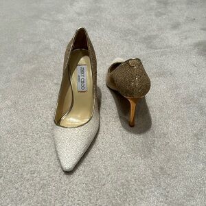 Beige and White Sparkly Heel